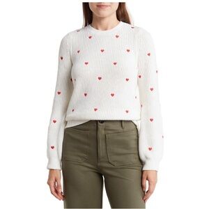 Jessica Simpson knit Valentine’s Day hearts crop high low sweater extra small